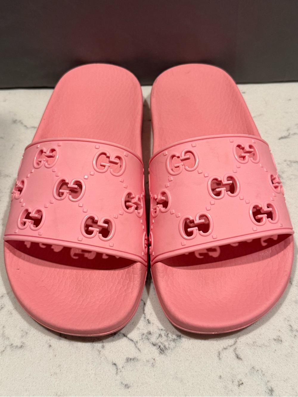 Gucci Pink Interlocking G Slide Sandals